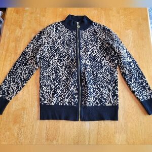 EUC Anne Klein printed brown and black zip up jacket coat